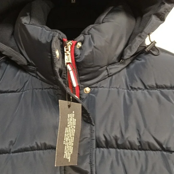 Tommy Hilfiger navyblue winter puffer Jacket small hooded full zipper unisex New - Picture 4 of 12